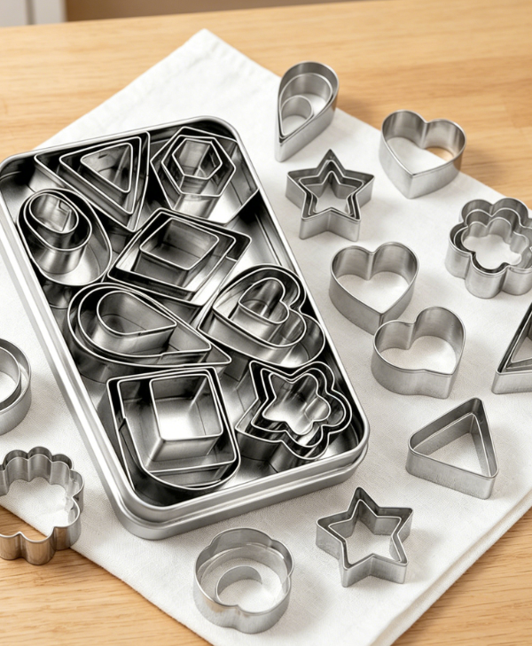 Stainless Steel Mini Geometric Cookie Mold Storage Set